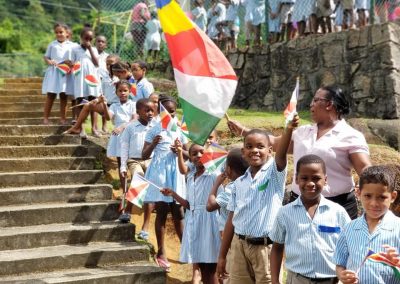 Students Waving Flag